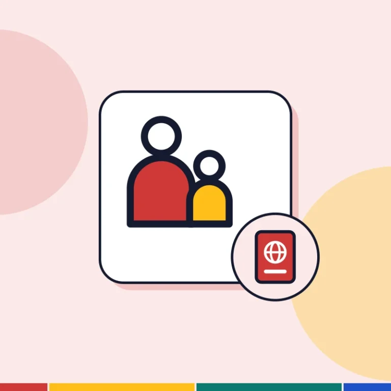 Illustration: a parent and a child with a passport