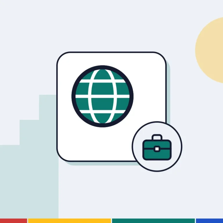 Illustration: a globe and a briefcase, for international job matching