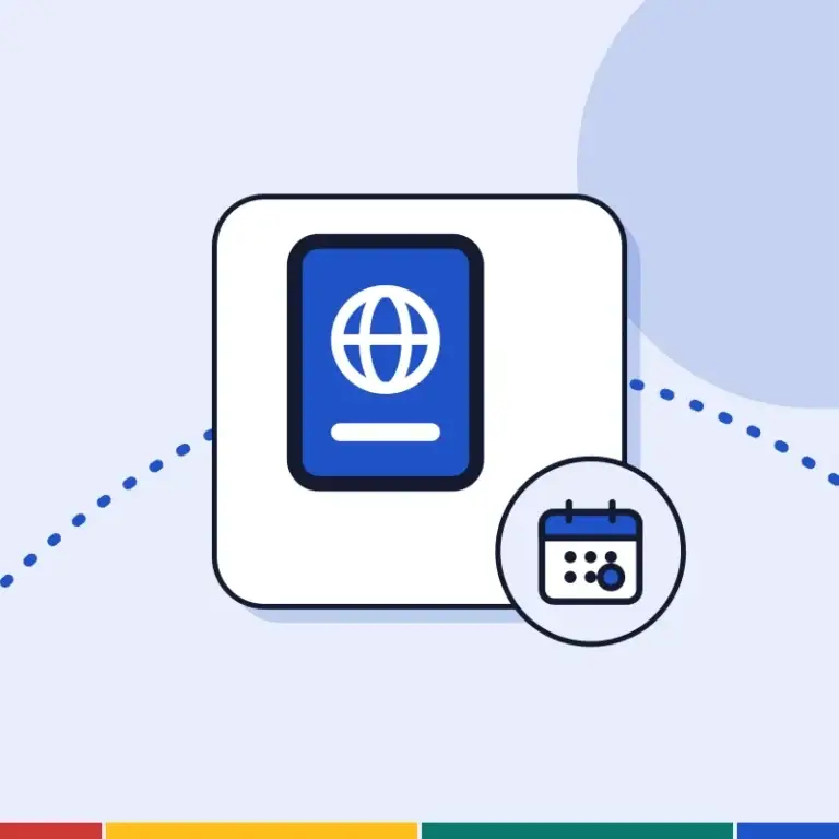 Illustration: a passport and a calendar, for applying in time