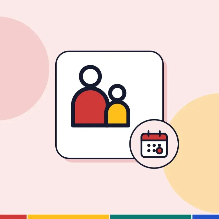 Illustration: a parent and child with a calendar, for upcoming family reunification changes