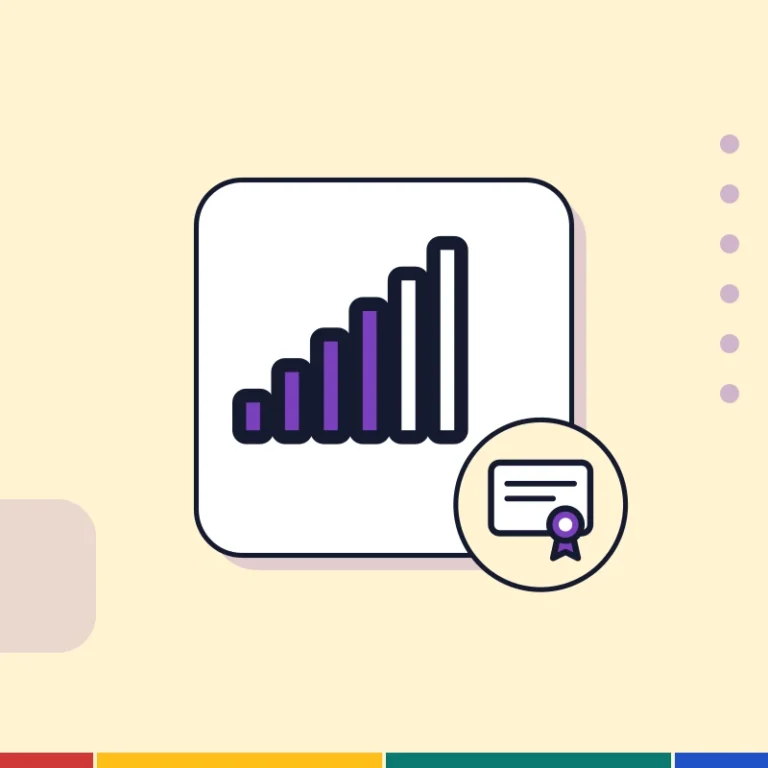 Illustration: rising level bars and a certificate, for language levels