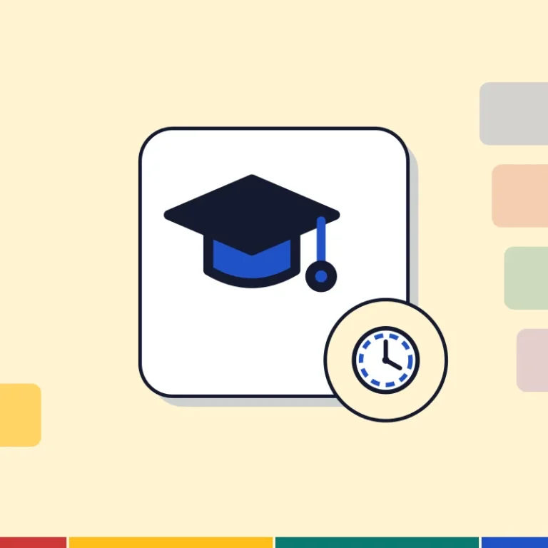 Illustration: a graduation cap and a clock, for upcoming rule changes for students