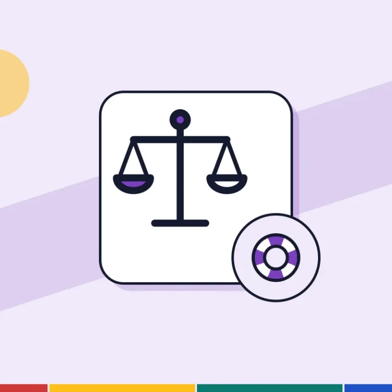 Illustration: balance scales and a lifebuoy, for state-funded legal help