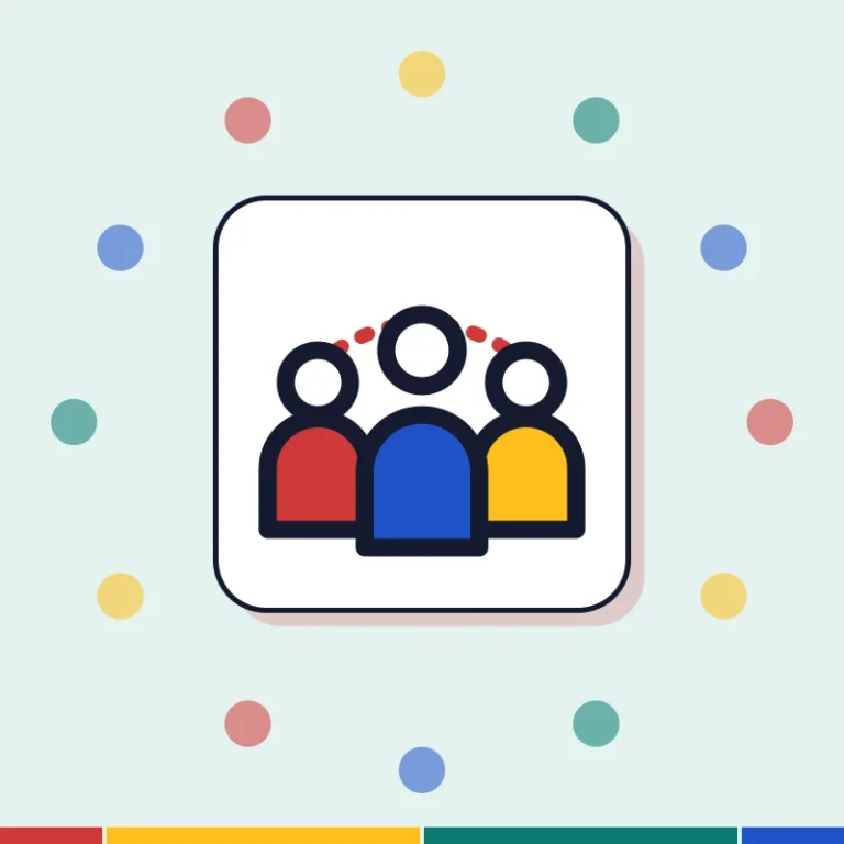 Illustration: three people linked together, for building a network
