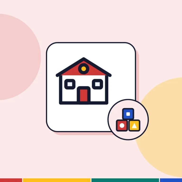 Illustration: a school building and toy blocks