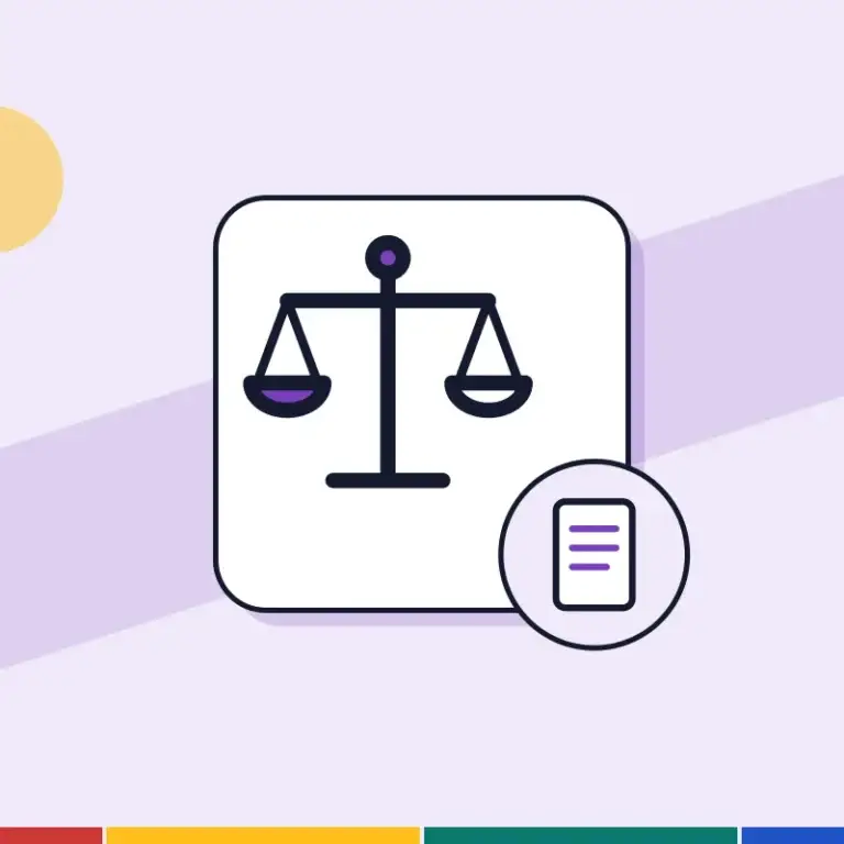 Illustration: balance scales and a document, for appealing a decision