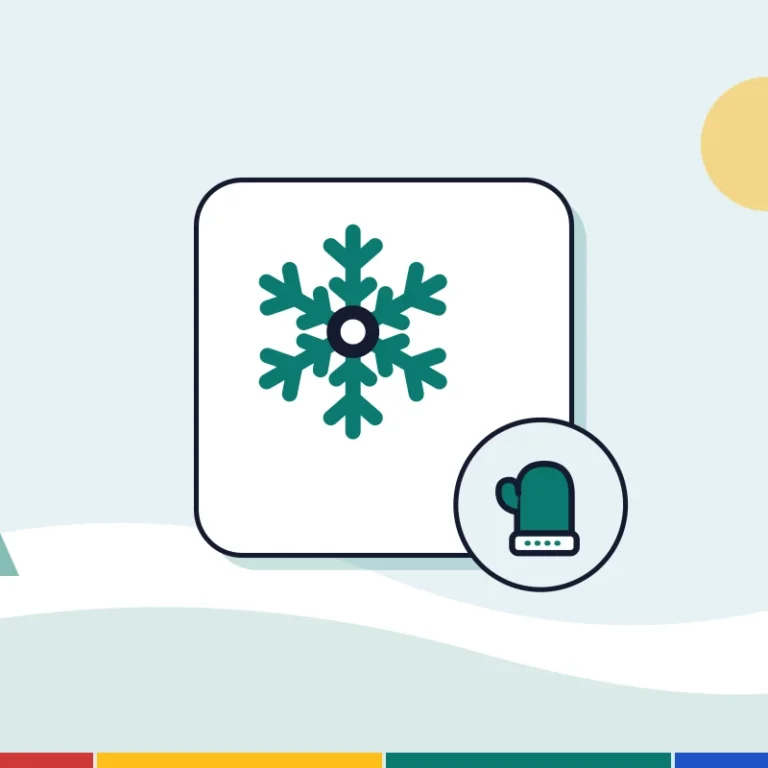 Illustration: a snowflake and a mitten, for the first winter