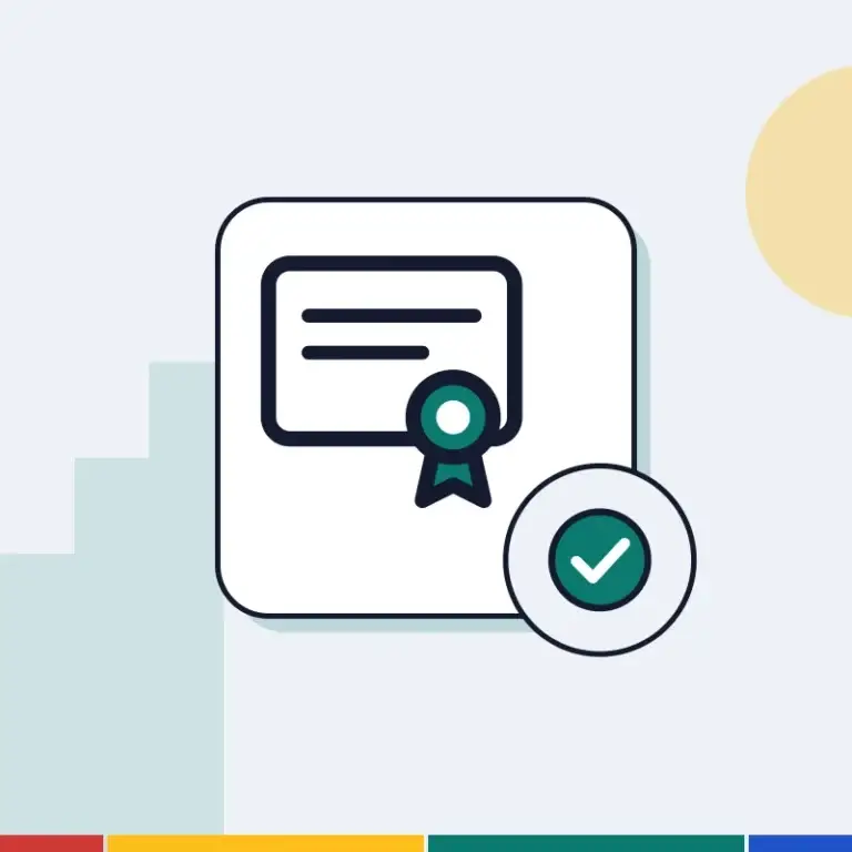 Illustration: a qualification certificate with a tick, for recognition