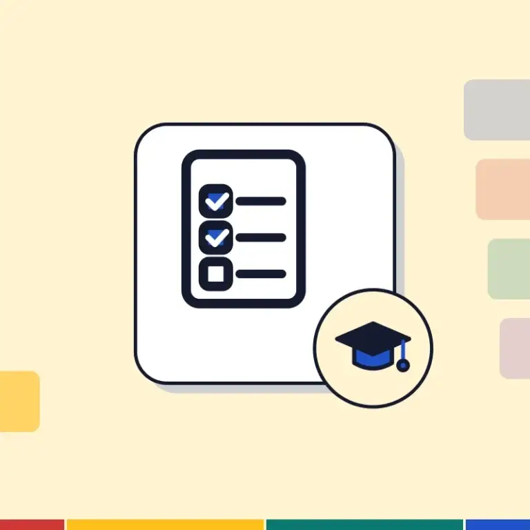 Illustration: a checklist and a graduation cap