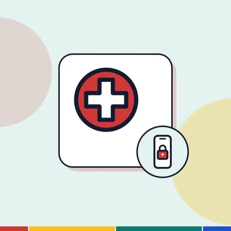 Illustration: a health cross and a phone, for booking health care and helplines