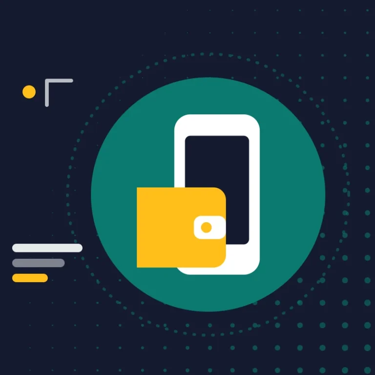 Illustration: a phone and a wallet, for a digital identity wallet