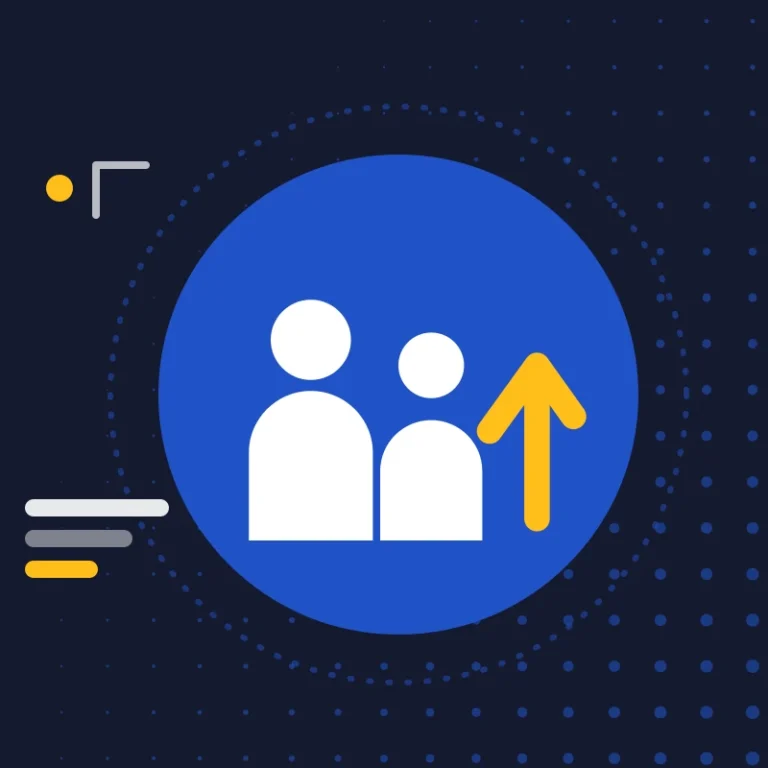 Illustration: people with an upward arrow, for employment figures