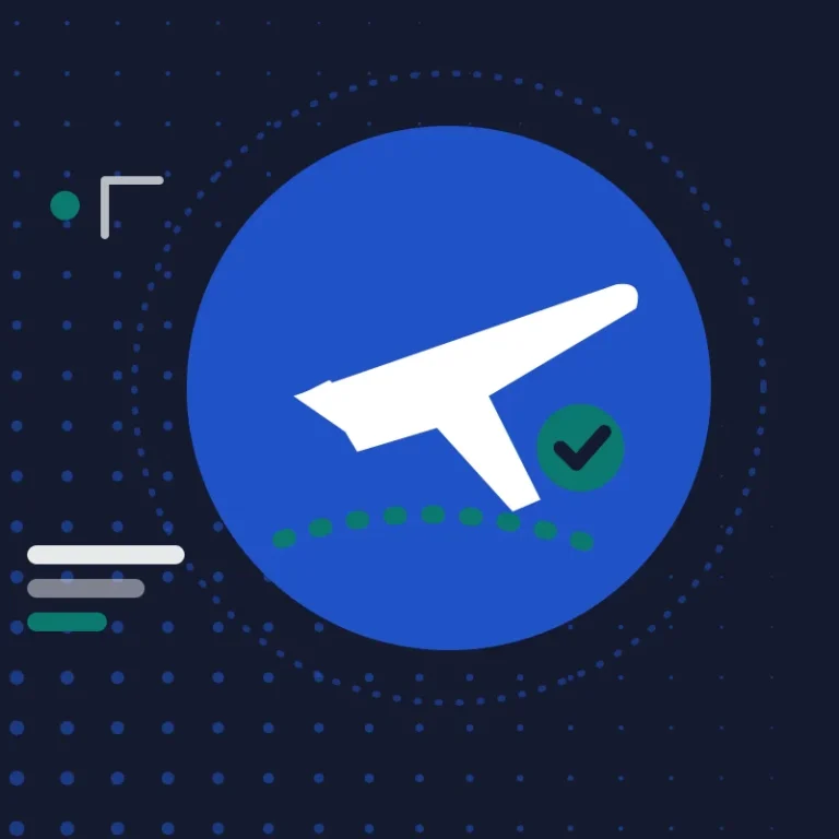Illustration: an aeroplane with a tick, for a travel authorisation