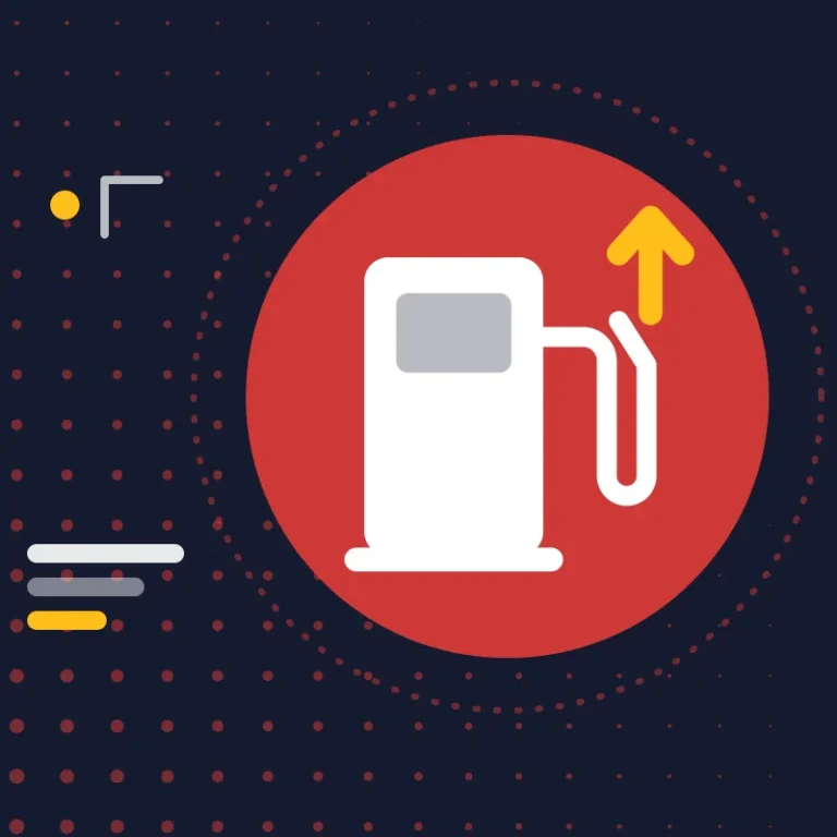 Illustration: a fuel pump with an upward arrow, for rising prices