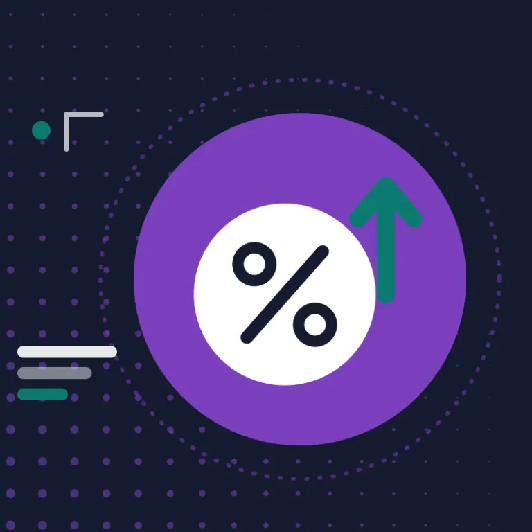 Illustration: a coin with a percent sign and an upward arrow, for benefit index increases
