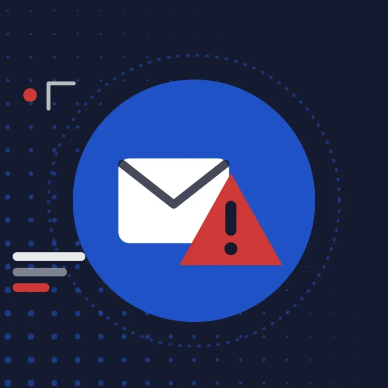 Illustration: an email with a warning sign, for scam warnings