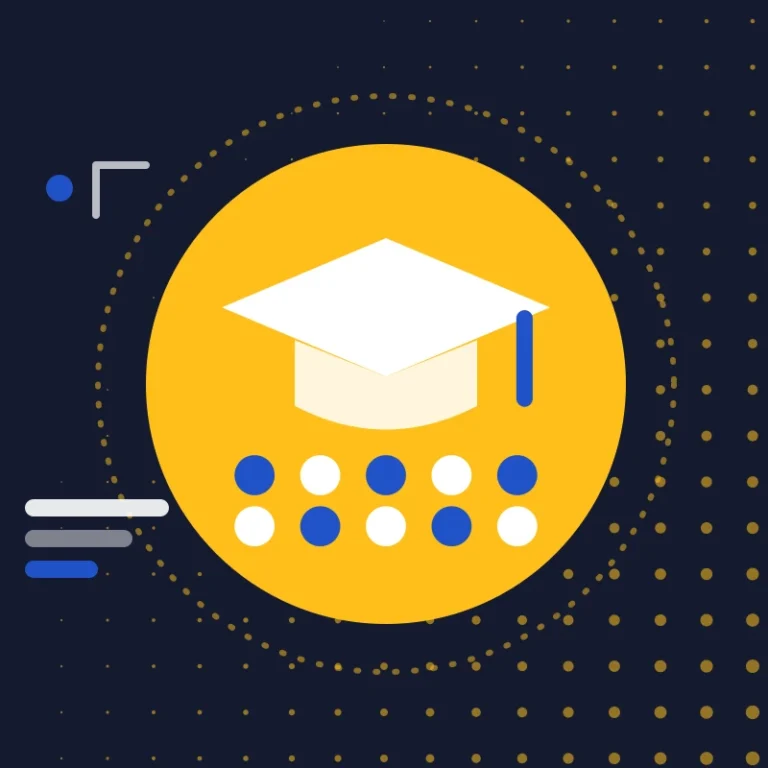 Illustration: a graduation cap above many dots, for applicants offered places